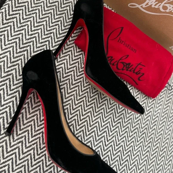 Velvet Black Louboutin Heels - Picture 4 of 5